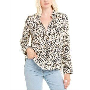 Zadig & Voltaire Tink Leo Satin Animal Print Long Sleeve Blouse - Size S